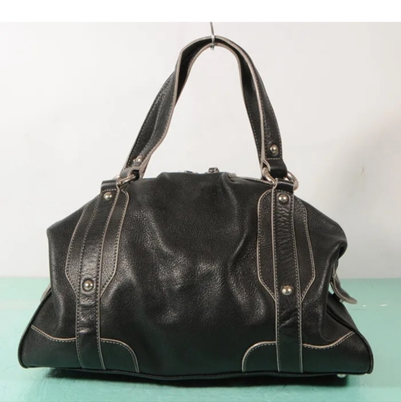 MCM BLACK LEATHER TOTE/HAND BAG-AUTHENTIC - Picture 6 of 11